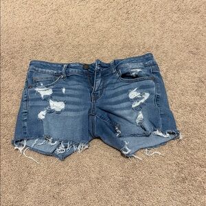 American Eagle Outfitters Blue Distressed Jean Shorts